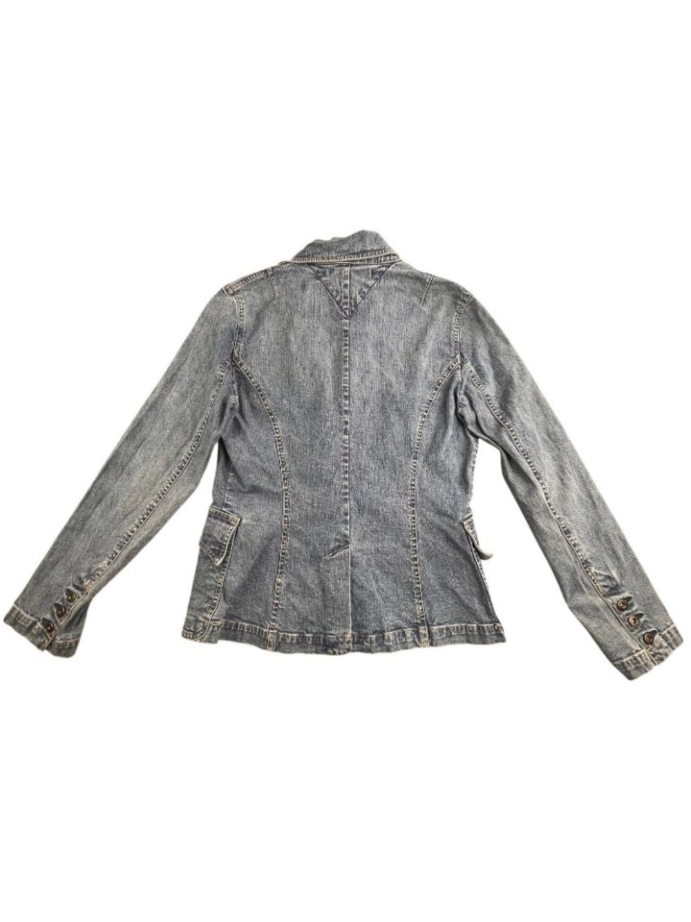 Vintage Tommy Hilfiger Denim Jean Jacket Women 4 Blue Stretch Y2K Button up - Picture 2 of 15